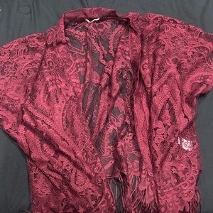 Lace Kimono Cardigan in Burgundy